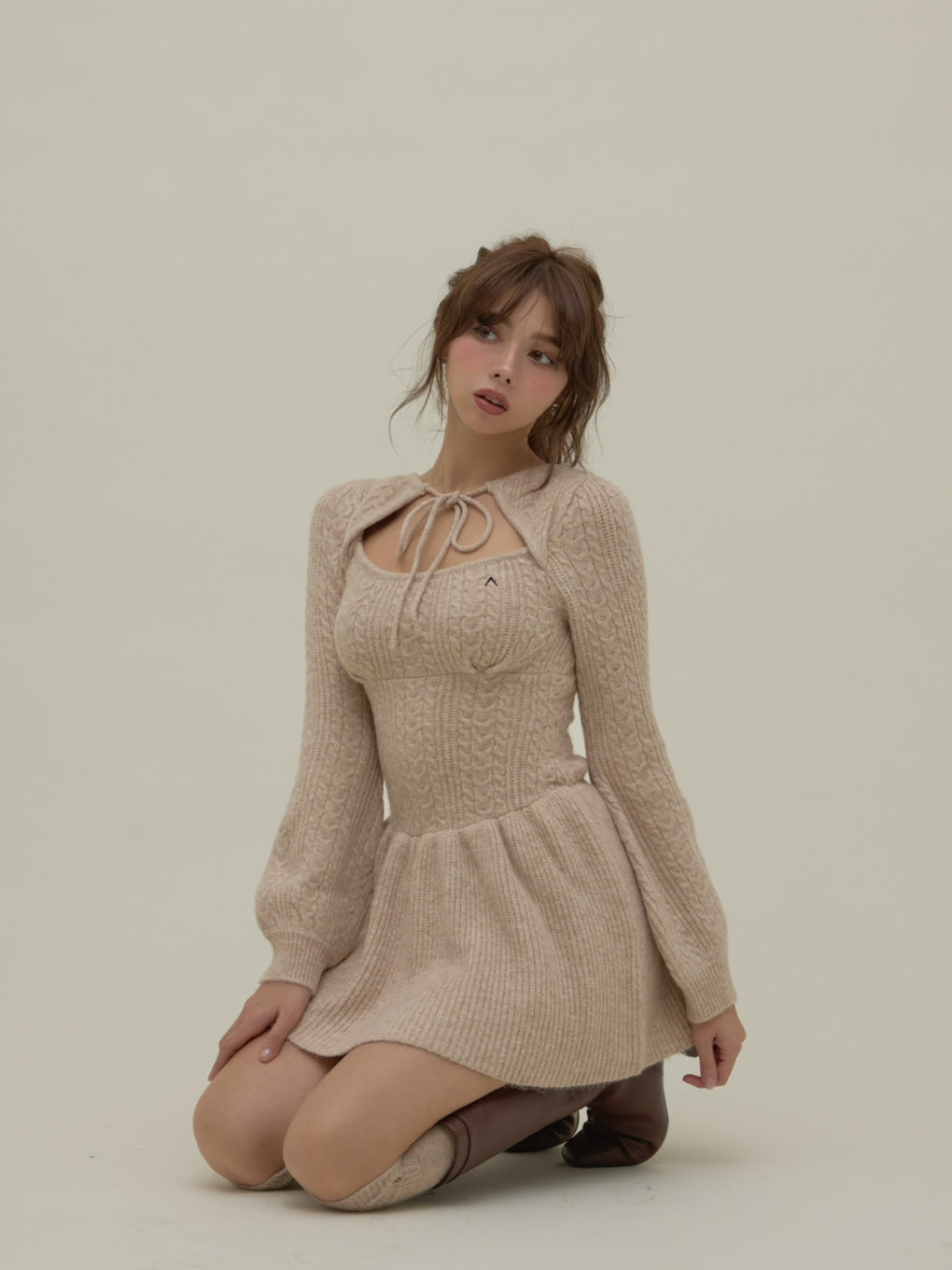 ANDMARY】Amy cable flare mini dress