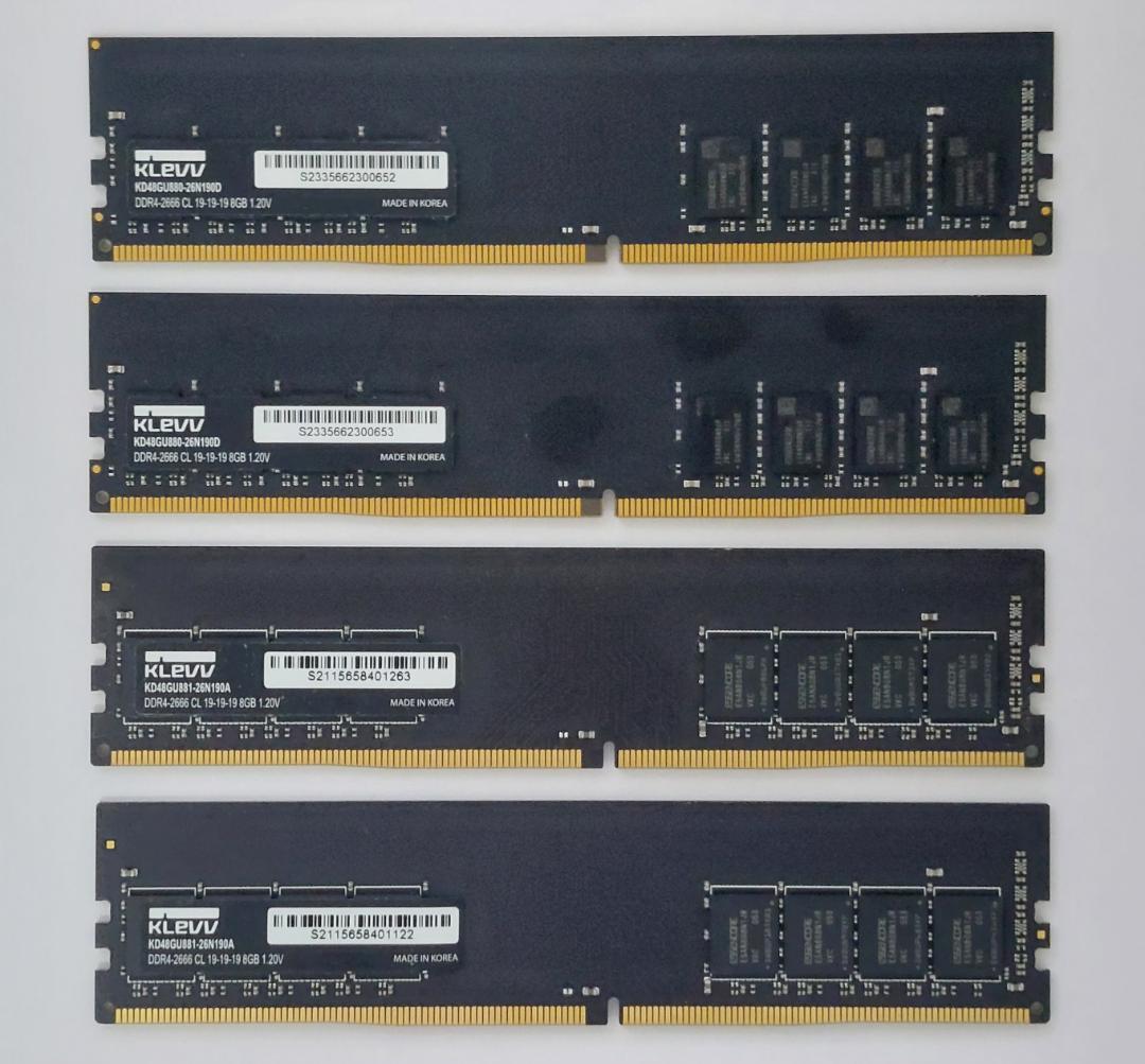 KLEVV DDR4-2666 8GBメモリ 4枚(32GB) セット Yahoo!オークション -「klevv ddr4」の落札相場・落札価格