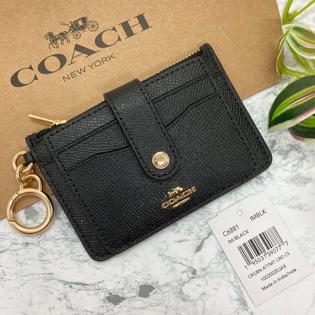 COACH コーチ　アタッチメント カード ケース　ブラック COACH（コーチ） メンズ カードケース ZIP CARD CASE CJ879 BLK